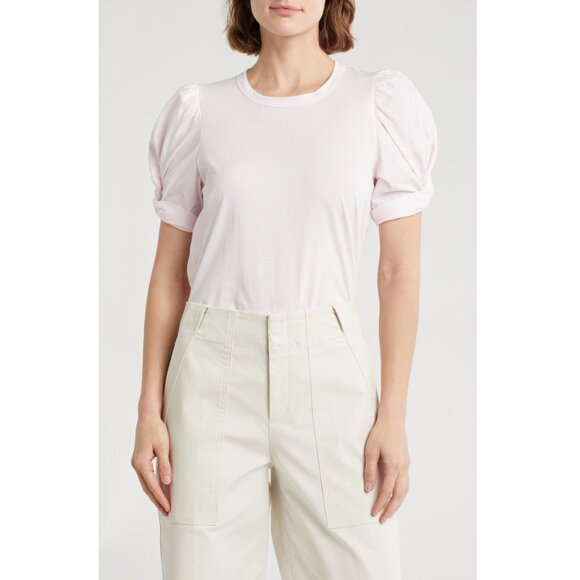 A.L.C. Tops - A.L.C. Kati Ruched Puff Sleeve T-Shirt in Pale Pink